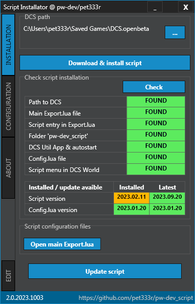 Script Installator for DCS World :: pw-developer