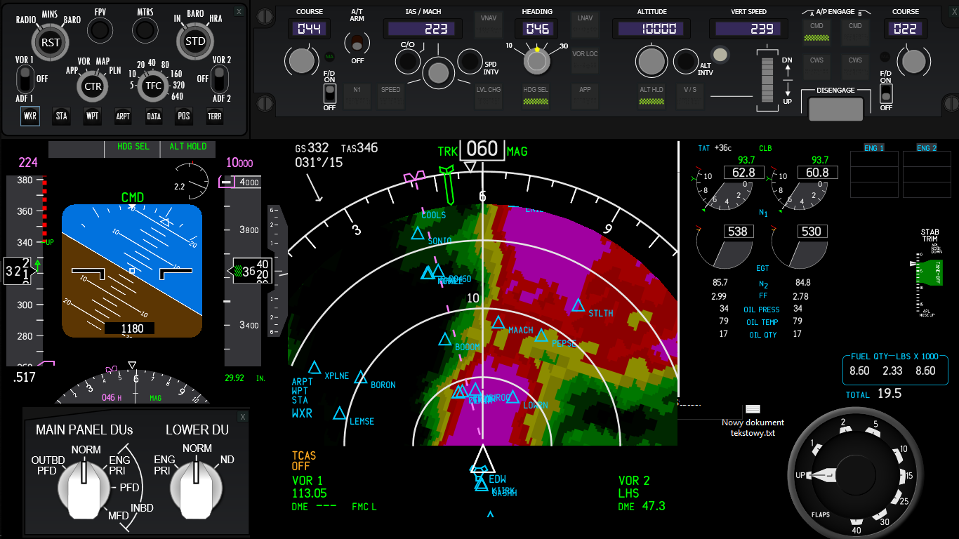 X-Panels: EFIS, MCP, DU selector with ZHSI